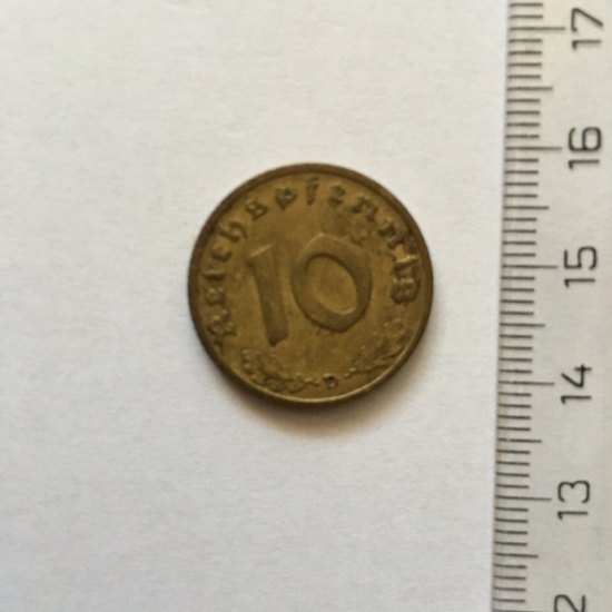 Německá mince rok 1938  10 pfennig