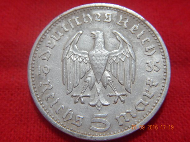 Paul von Hindenburg-5 mark 1935