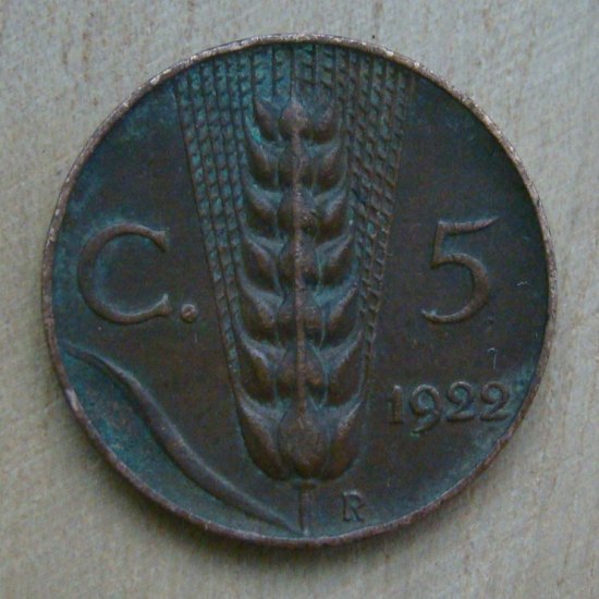 5 centesimi 1922