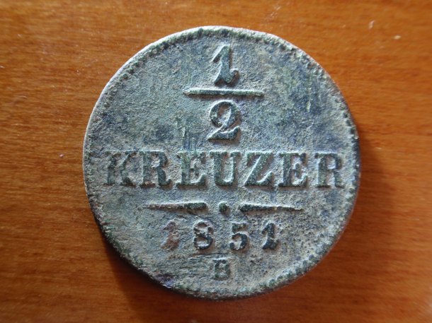 1/2 krejcar 1851 B