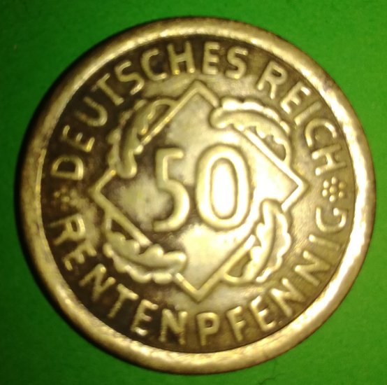 Výmarský zlatý klas 50 Rentenpfennig 1924 G