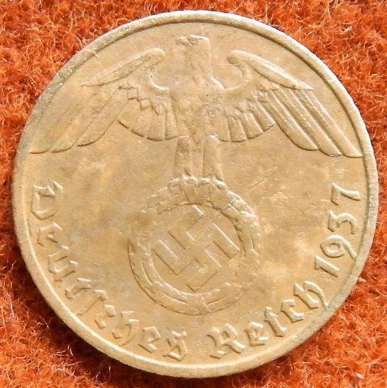 5 REICHSPFENNIG 1937 F