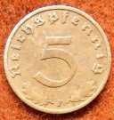 5 REICHSPFENNIG 1937 F