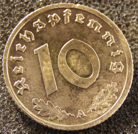 10 Pfennig 1938 A- Německo - Třetí říše (1933–1945) – 10 Pfennig (č. 2803)