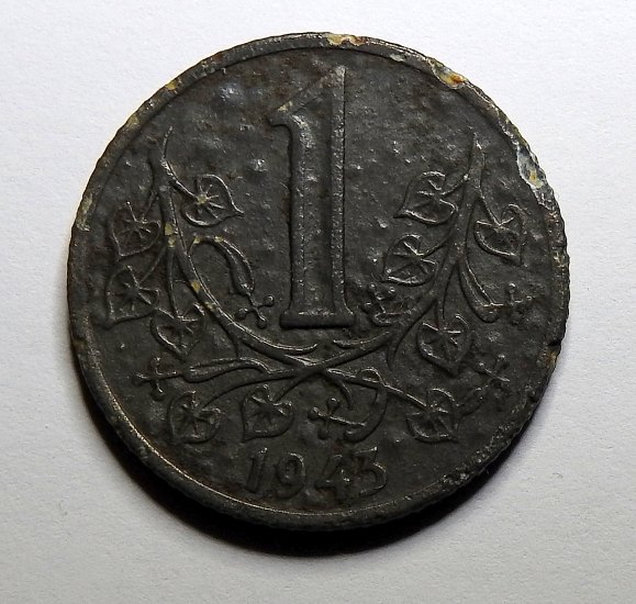 1 koruna 1943 - protektorát Čechy a Morava (1939 - 1945)