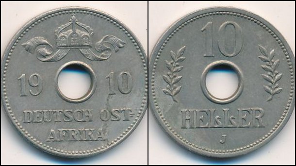 Německá východní Afrika 1909, 10 Heller.