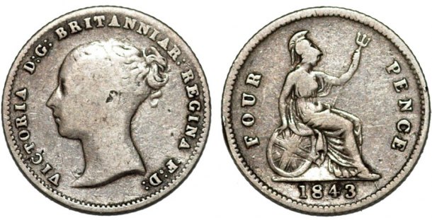 Victoria 4 Pence 1848 Ag