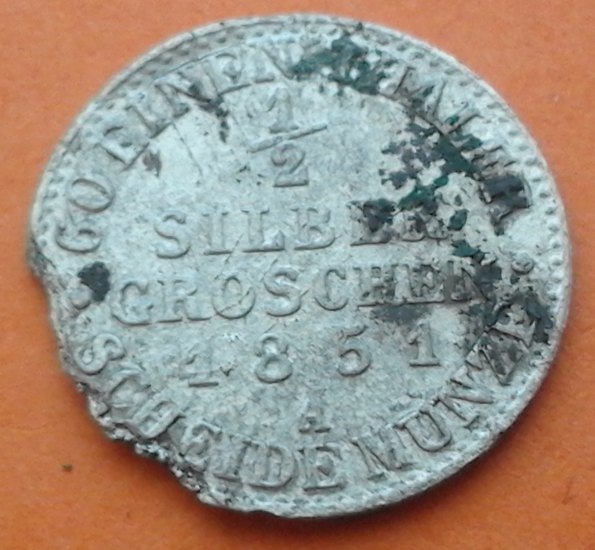 1/2 silber groschen 1851A