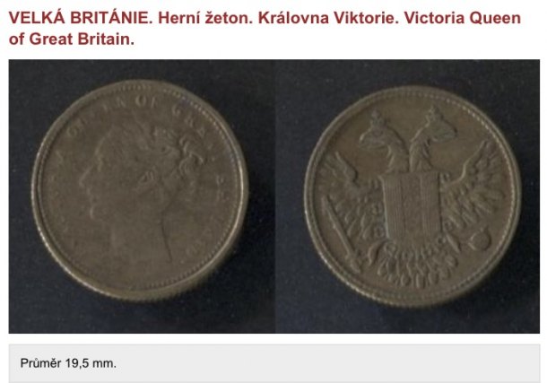 Herní žeton - královna Viktorie