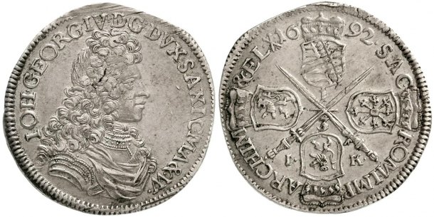 Úlomek : 2/3 Thaler (1692) - Johann Georg IV.