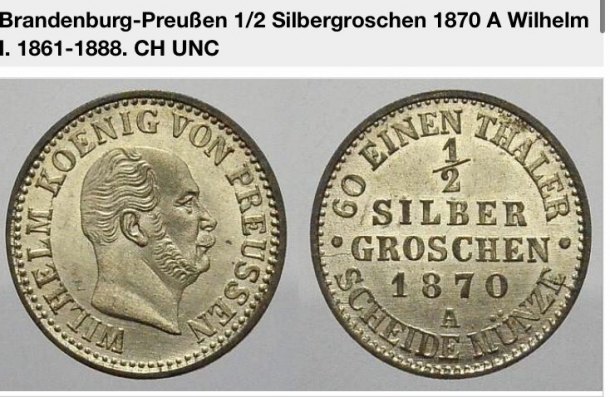 1/2 silber groschen 1870 A