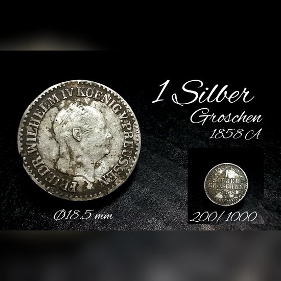 1 Silber Groschen 1858 A.