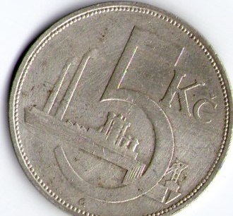 československá mince 5Kčs 1932