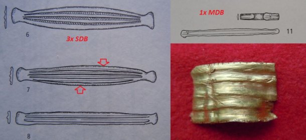 Fragment zlatého náramku z doby bronzové