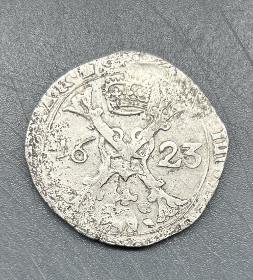 Stříbrný 1/2 patagon 1623, král Filip IV., Španělské Nizozemí