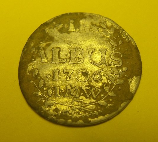 Stříbrná mince II. albus 1706