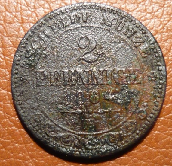 2 PFENIGE 1864 KOENIGREICH SACHSEN