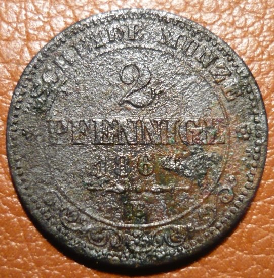 2 PFENIGE 1864 KOENIGREICH SACHSEN