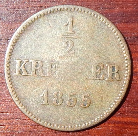 1/2 Krejcar 1855 Maxmilián II.Bavorský,Joseph