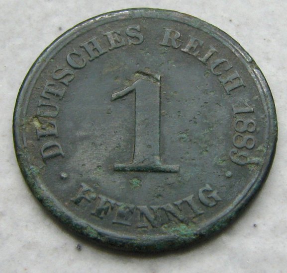 1 pfennig 1889 Vilém I. Pruský