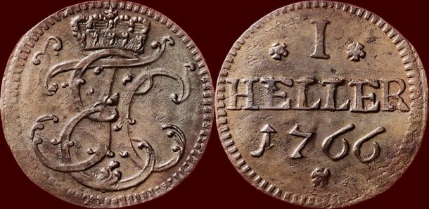 1 Heller 1766 Ernst Friedrich III Carl