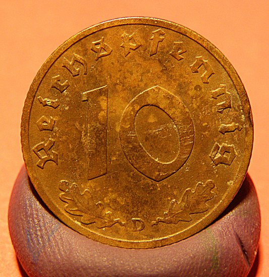 10 Pfennig 1938 D- 	Německo - Třetí říše (1933–1945) – 10 Pfennig (č. 2803)