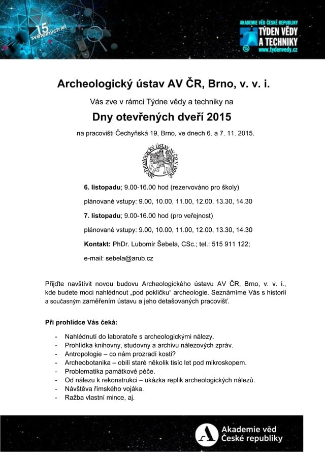 Dny otevřených dveří 2015 Archeologického ústavu AV ČR, Brno