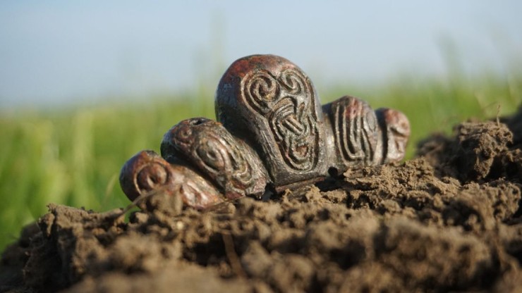 Metalldetektor-Sucher findet einzigartigen Wikinger-Schwertkopf aus dem 10. Jahrhundert