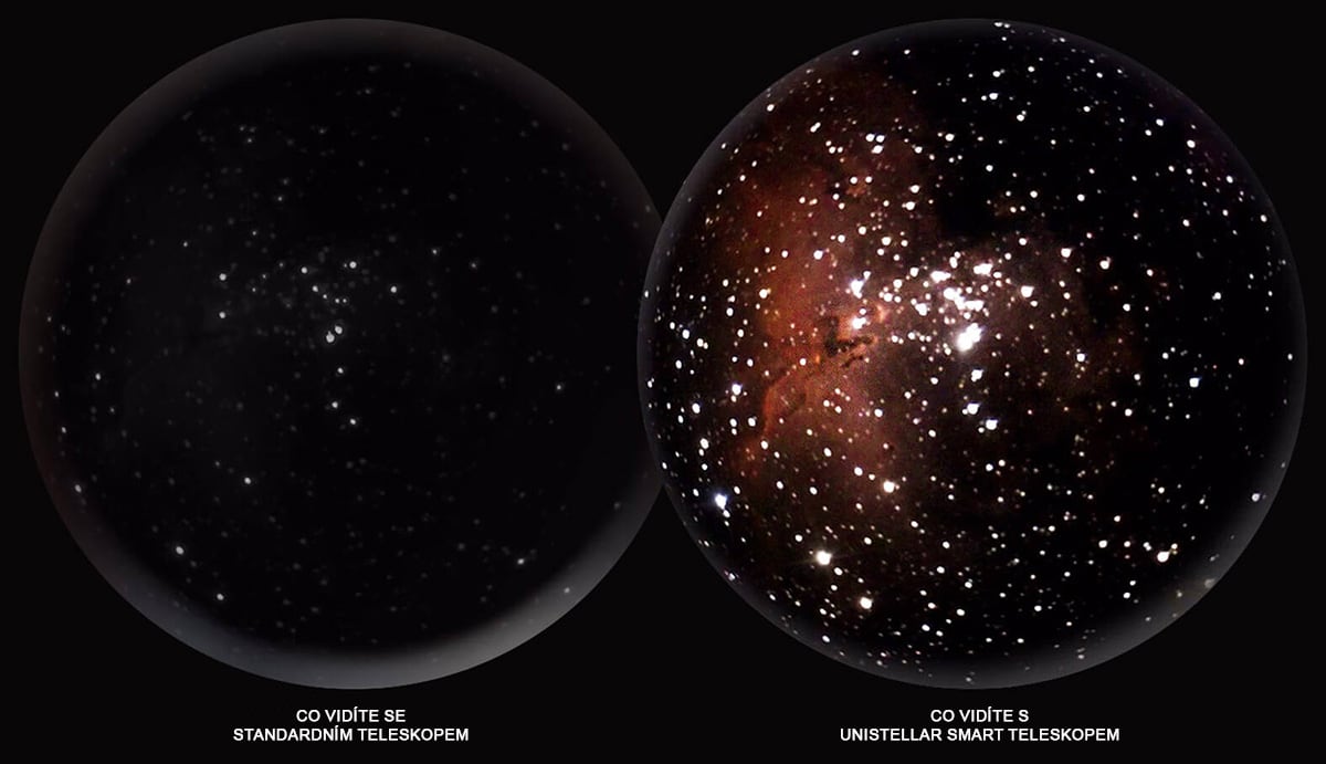 Rozdíl v pozorování mezi standartním teleskope a teleskopem unistellar