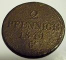 Friedrich August II. (Sasko) (1836&ndash;1854) 2 Pfennig (2 Fenik)