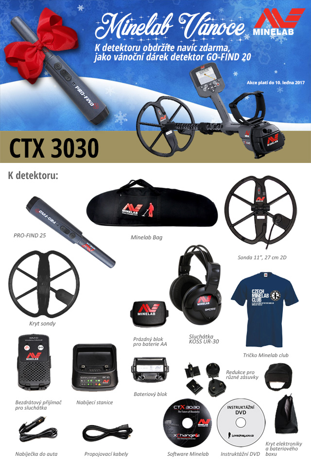 Detektor kovů Minelab CTX 3030 ve vánoční akci Lovce pokladu